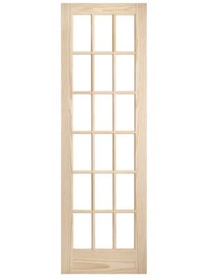 18 Lite French Pine Interior Clear Glass Door